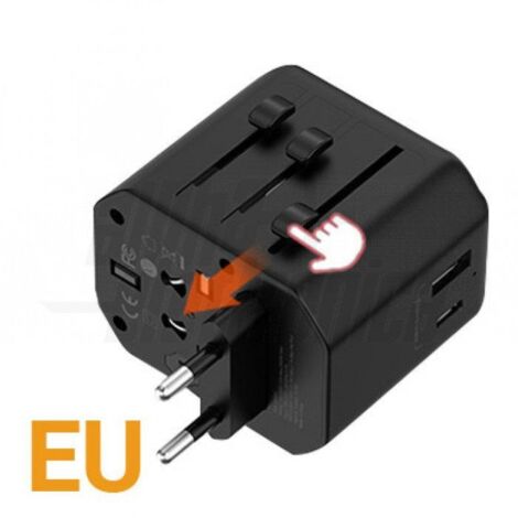 Alpha elettronica adattatore da viaggio universale con presa di ricarica  usb a/c 2,1a 23-36
