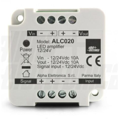 Alpha elettronica amplificatore per strisce led monocolore 12/24v alc020