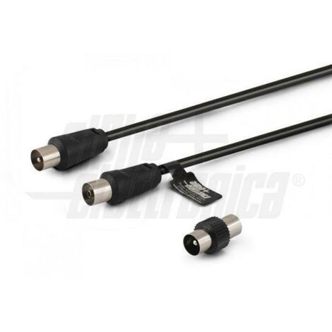 Alpha elettronica cavo da spina tv m-f nero adattatore m-m 3m poly