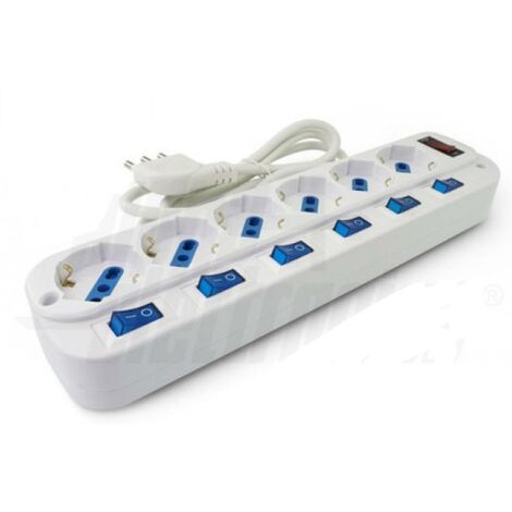 Alpha elettronica presa multipla sp16a a 6bp 10/16a  interruttore e protezione 23-048st/06