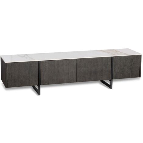 WEBMARKETPOINT Porta TV bianco-grigio scuro 40 cm x 180 cm H. 45 cm