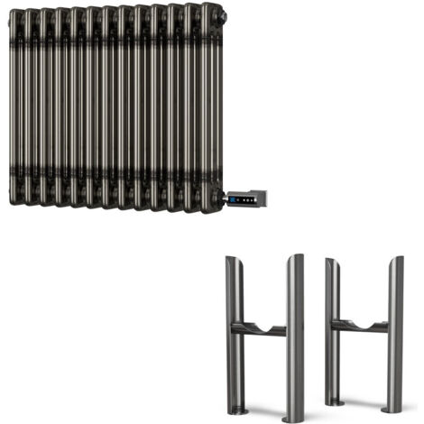 Alpha - Raw Metal Column Electric Radiator H500mm x W999mm 3 Column 1200w Thermostatic WIFI - Feet Included