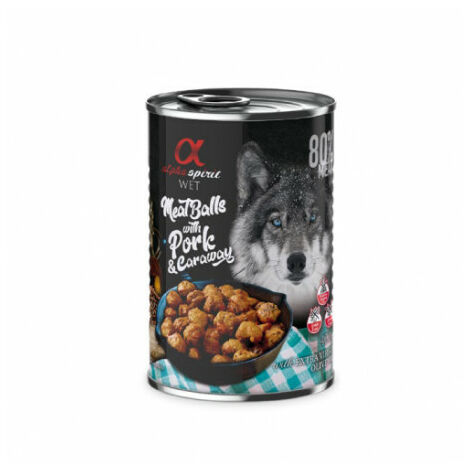 Alpha Spirit AlbÐ¡ndigas Schweinefleisch Alcaravea Food hÐ meda fÐ©r Hunde - 12x400gr