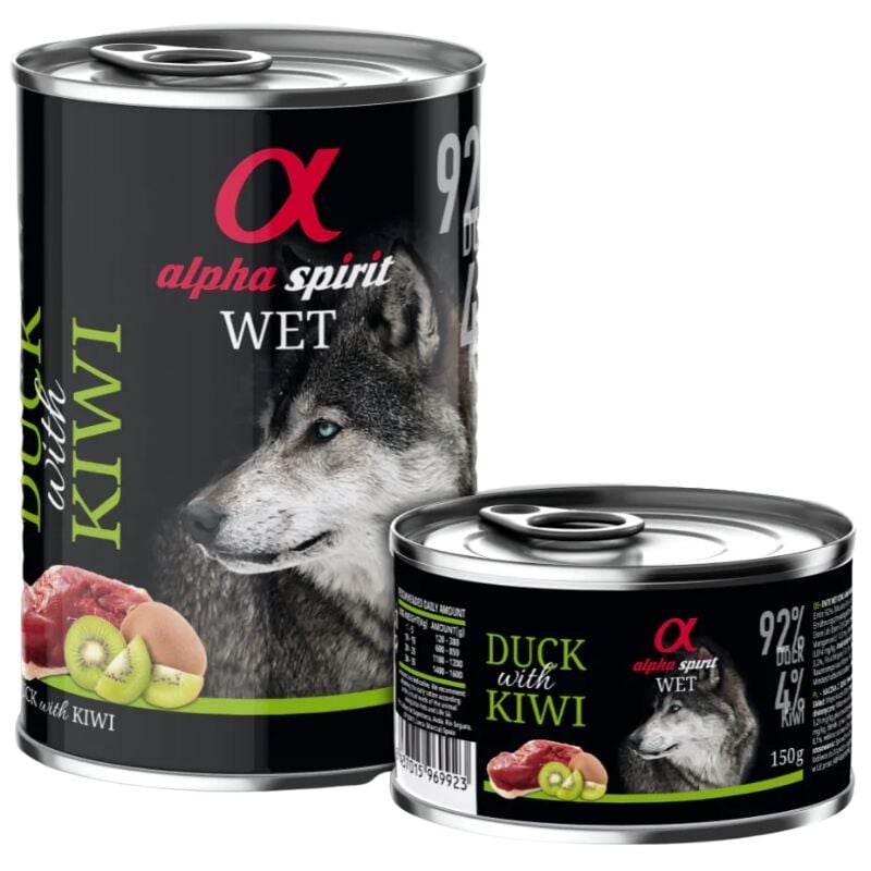 

Alpha Spirit Lata Pato Kiwi Alimentación Húmeda para Perros - 12x150 gr