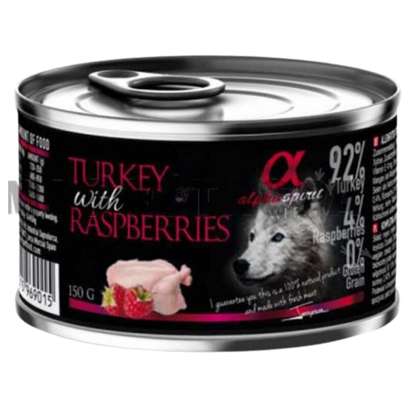 

Alpha Spirit Lata Pavo Frambuesa Alimentación Húmeda para Perros - 12x150 grs