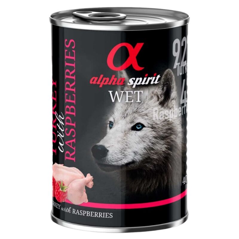 

Alpha Spirit Lata Pavo Frambuesa Alimentación Húmeda para Perros - 6x400 grs