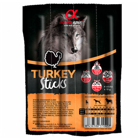 Alpha Spirit Ristra de Barries de Pavo fÐ©r Hundekasten 16 x 4 Einheiten