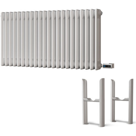 Alpha - White Column Electric Radiator H500mm x W999mm 3 Column 1200w Thermostatic WIFI - Feet Included