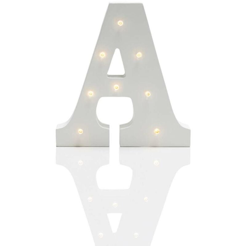 Alphabet 'a' Marquee Battery Light Up Circus Letter, Warm White LEDs, 16cm - White