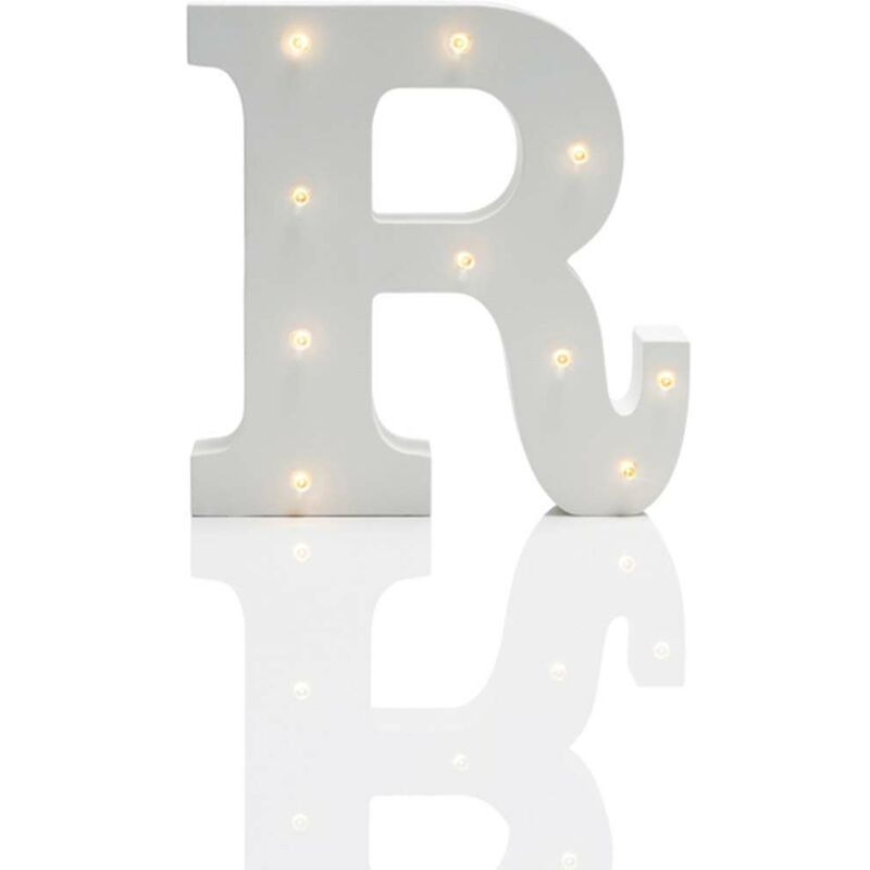 Alphabet 'r' Marquee Battery Light Up Circus Letter, Warm White LEDs, 16cm - White