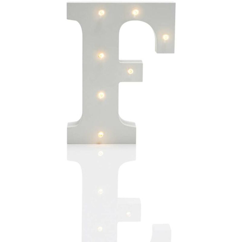 Alphabet 'f' Marquee Battery Light Up Circus Letter, Warm White LEDs, 16cm - White