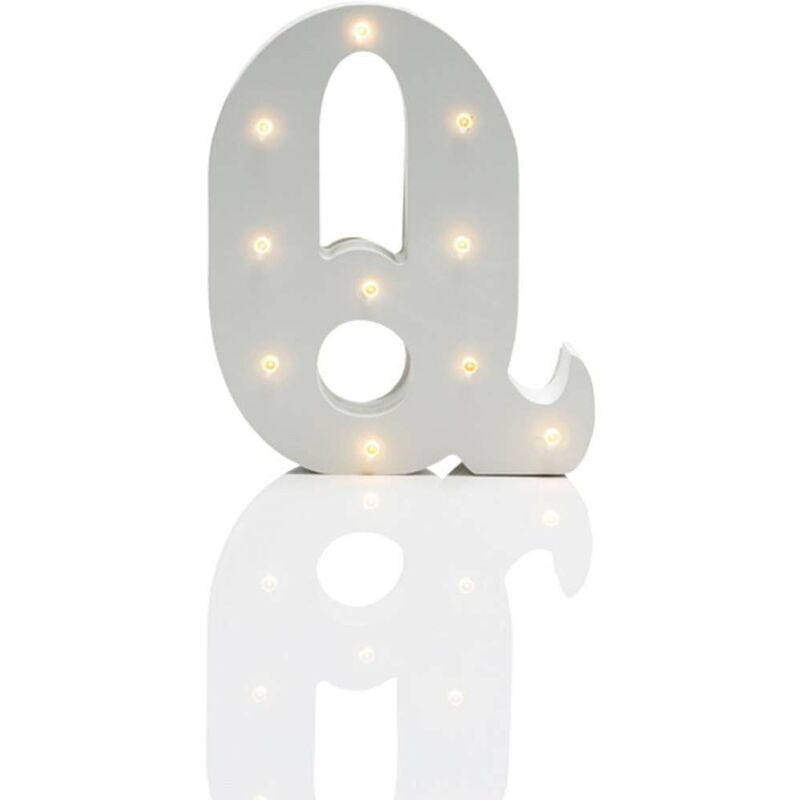 Alphabet 'q' Marquee Battery Light Up Circus Letter, Warm White LEDs, 16cm