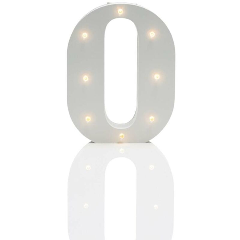 Alphabet 'o' Marquee Battery Light Up Circus Letter, Warm White LEDs, 16cm - White