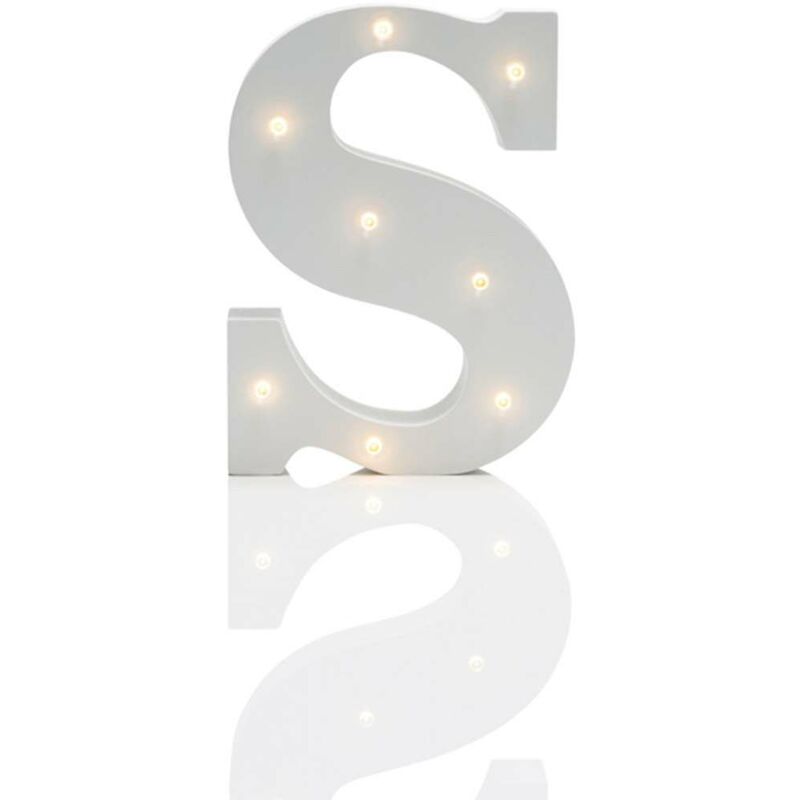 Alphabet 's' Marquee Battery Light Up Circus Letter, Warm White LEDs, 16cm - White