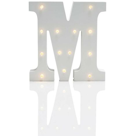 Alphabet 'M' Marquee Battery Light Up Circus Letter, Warm White LEDs, 16cm