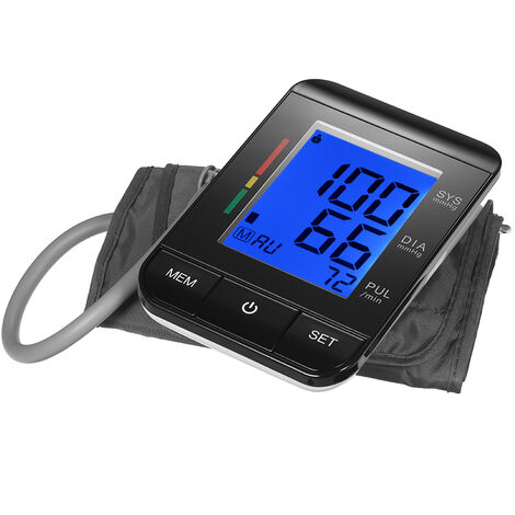 AlphagoMed LCD-Oberarm-Blutdruckmessgerät mit Manschette Digitales Blutdruckmessgerät Pulsfrequenz/2 Benutzermodus/90 Datenspeicher/IHB-Anzeige CE-, FDA- und ROHS-Zulassung,Schwarz