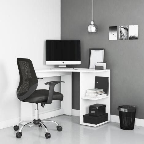 main image of "Alphason Chesil Compact Corner Home Office Study Computer Desk With Shelves"