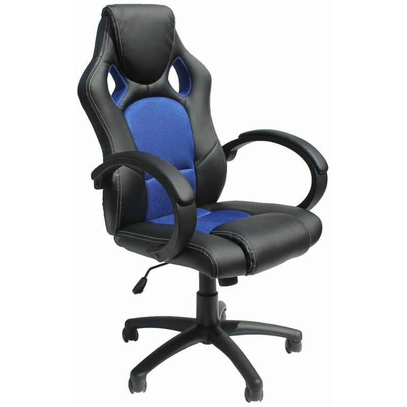 Daytona Faux Leather Racing Chair With Fabric Inserts Black & Blue - Alphason