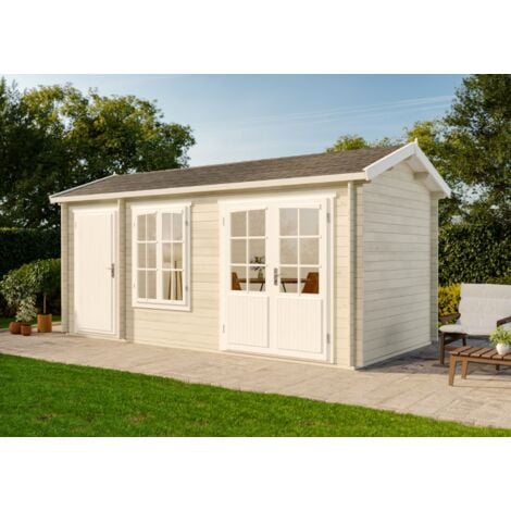 Alpholz 2-Raum Gartenhaus Bolton-28 XL Gartenhaus aus Holz, Holzhaus mit 28 mm Wandstärke, Blockbohlenhaus mit Montagematerial