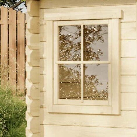 Alpholz 5-Eck Gartenhaus Modell Sunny-A Gartenhaus aus Holz in Pinie, Holzhaus mit 28 mm Wandstärke, Blockbohlenhaus mit Montagematerial