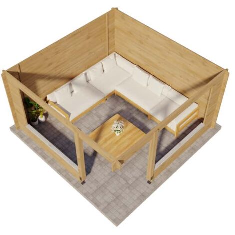 Alpholz 5-Eck Gartenlaube Maik-40 Gartenlaube aus Holz in Pinie, Blockhaus mit 40 mm Wandstärke, Holzhaus mit Montagematerial