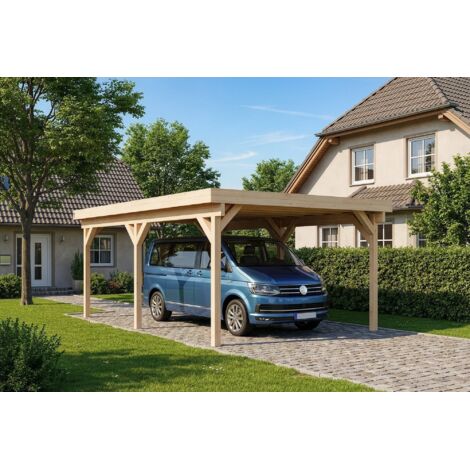 Alpholz Carport pour vans Naturel 418 x 691 cm