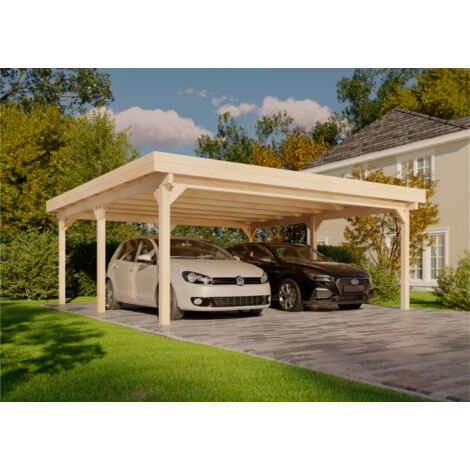 Alpholz Doppelcarport Olaf Carport aus Holz, Unterstand , Überdachung mit Montagematerial