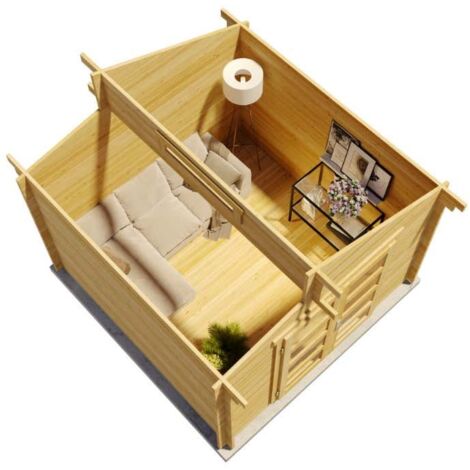 Alpholz Gartenhaus Aktiva Gartenhaus aus Holz in Pinie, Holzhaus mit 40 mm Wandstärke, Blockbohlenhaus mit Montagematerial