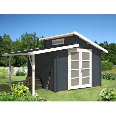 Alpholz Gartenhaus Aktiva mit Schleppdach Gartenhaus aus Holz, Holzhaus mit 40 mm Wandstärke inklusive Schleppdach, Blockbohlenhaus mit Montagematerial