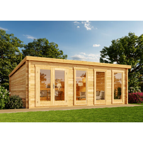 Alpholz Gartenhaus Atrium-D Gartenhaus aus Holz, Holzhaus mit 40 mm Wandstärke, Blockbohlenhaus mit Montagematerial