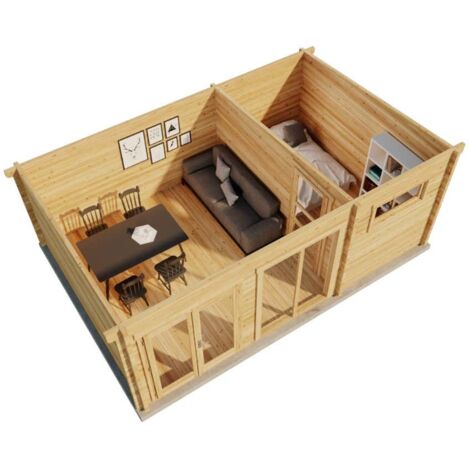 Alpholz Gartenhaus Atrium-E Gartenhaus aus Holz, Holzhaus mit 70 mm Wandstärke, Blockbohlenhaus mit Montagematerial