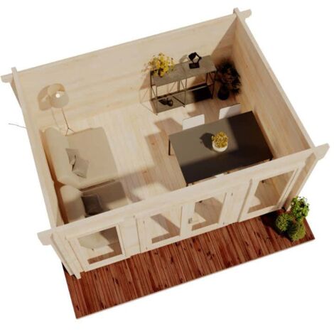 Alpholz Gartenhaus Atrium-F Gartenhaus aus Holz, Holzhaus mit 70 mm Wandstärke, Blockbohlenhaus mit Montagematerial