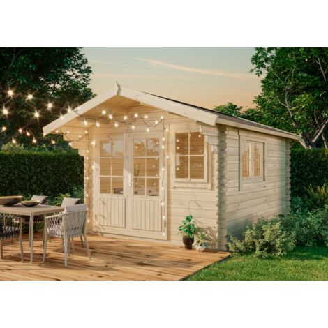 Alpholz Gartenhaus Gabriel-34 300 x 400 cm Gartenhaus aus Holz, Holzhaus mit 34 mm Wandstärke, Blockbohlenhaus mit Montagematerial