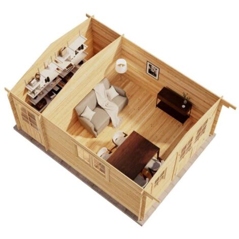 Alpholz Gartenhaus Jennifer-28 Gartenhaus aus Holz in Pinie, Holzhaus mit 28 mm Wandstärke, Blockbohlenhaus mit Montagematerial