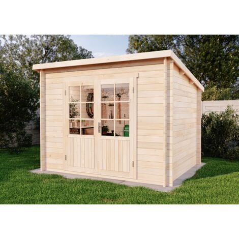 Alpholz Gartenhaus Maria aus Massiv-holz, Gerätehaus Garten Holzhaus, Geräteschuppen Größe: 300 x 250 cm, Pultdach, 28 mm Wandstärke, Naturbelassen