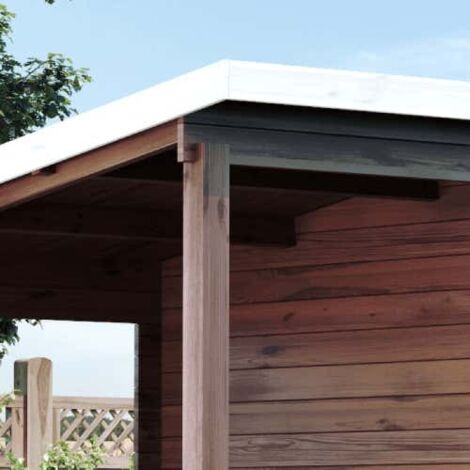 Alpholz Gartenhaus Maria mit Anbau & Schleppdach aus Massiv-holz, Gerätehaus mit 28 mm Wandstärke, Garten Holzhaus inklusive Montagematerial, Geräteschuppen Größe: 450 x 400 cm Pultdach