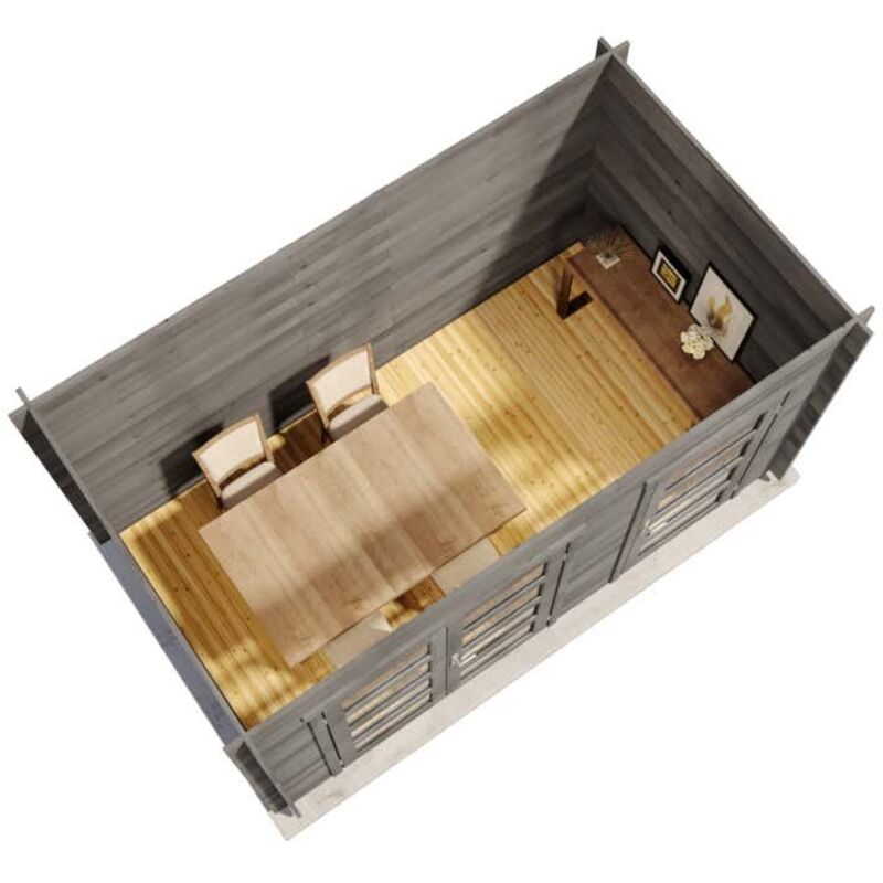 Gartenhaus Paloma Grande Gartenhaus Aus Holz In Anthrazitgrau, Holzhaus Mit 28 Mm Wandstärke, Blockbohlenhaus Mit Montagematerial - Alpholz
