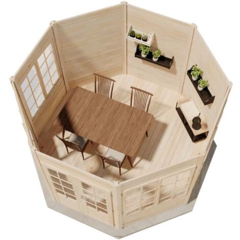 Alpholz Gartenpavillon Modell Emma-40 mit vier Fenstern Gartenpavillon aus Holz, Gartenhütte Gartenlaube