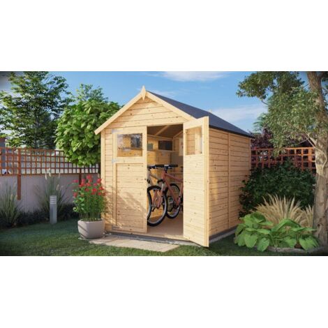 Alpholz Gerätehaus Alisha Gerätehaus aus Holz, Geräteschrank mit 14 mm Wandstärke, Gartenhaus mit Montagematerial