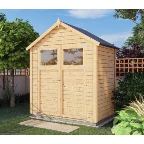 Alpholz Gerätehaus Alisha Gerätehaus aus Holz, Geräteschrank mit 14 mm Wandstärke, Gartenhaus mit Montagematerial Naturbelassen