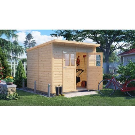 Alpholz Gerätehaus Alster Gartenhaus mit Fußboden aus Holz Gartenhütte 19 mm Wandstärke FSC zertifiziert Geräteschuppen, 251 x 254 cm