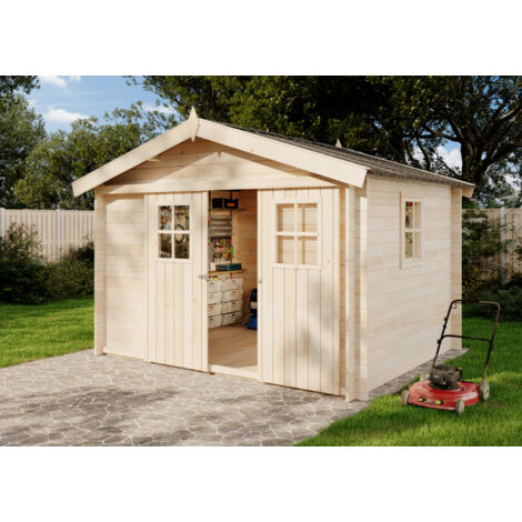 Alpholz Gerätehaus Evere 19 Gerätehaus aus Holz, Geräteschrank mit 19 mm Wandstärke, Gartenhaus mit Montagematerial
