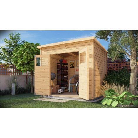 Alpholz Gerätehaus Mollie Gerätehaus aus Holz, Geräteschrank mit 14 mm Wandstärke, Gartenhaus mit Montagematerial Naturbelassen
