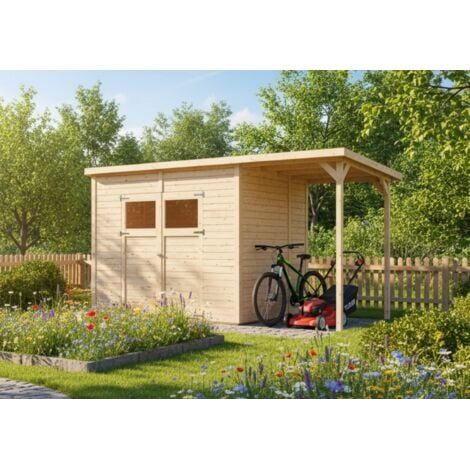 Carlsson Gerätehaus Mollie Plus aus Holz Geräteschrank Wandstärke: 14 mm Inklusive: Fußboden,Schleppdach Gartenhaus - ohne Farbbehandlung