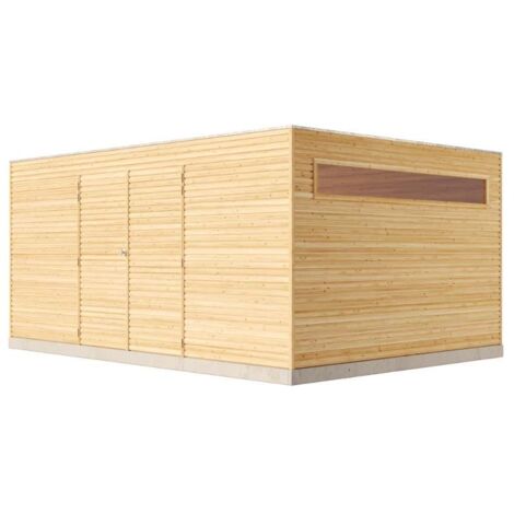 Alpholz Gerätehaus QB (optional mit Schleppdach Gartenhaus aus Holz in Grün, Holzhaus mit 28 mm Wandstärke, Blockbohlenhaus mit Montagematerial