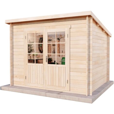 Alpholz Pultdach Gartenhaus Maria Gartenhaus aus Holz, Holzhaus mit 40 mm Wandstärke, Blockbohlenhaus mit Montagematerial