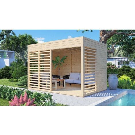 Alpholz Relax Pavillon Sally Gartenpavillon aus Holz, Gartenhütte FSC zertifiziert Gartenlaube - Naturbelassen