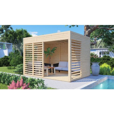 Alpholz Relax Pavillon Sally Gartenpavillon aus Holz, Gartenhütte mit 14 mm Wandstärke Gartenlaube