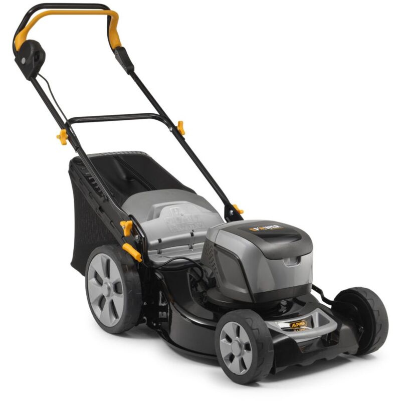 Tondeuse à gazon sans fil Alpina AL5 4648 Li - Batterie 48V (5Ah), largeur de coupe 46 cm, bac de ramassage 60 l, plateau en acier, entraînement