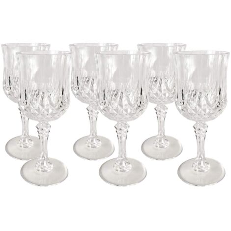alpina Bicchieri da Vino Plastica Set da 6 - Calici Vino da 200ml - Bicchiere da Vino con Effetto Cristallo - Adatto per Bevande, Vino Rosso e Bianco - Lavabile a Mano - Trasparente